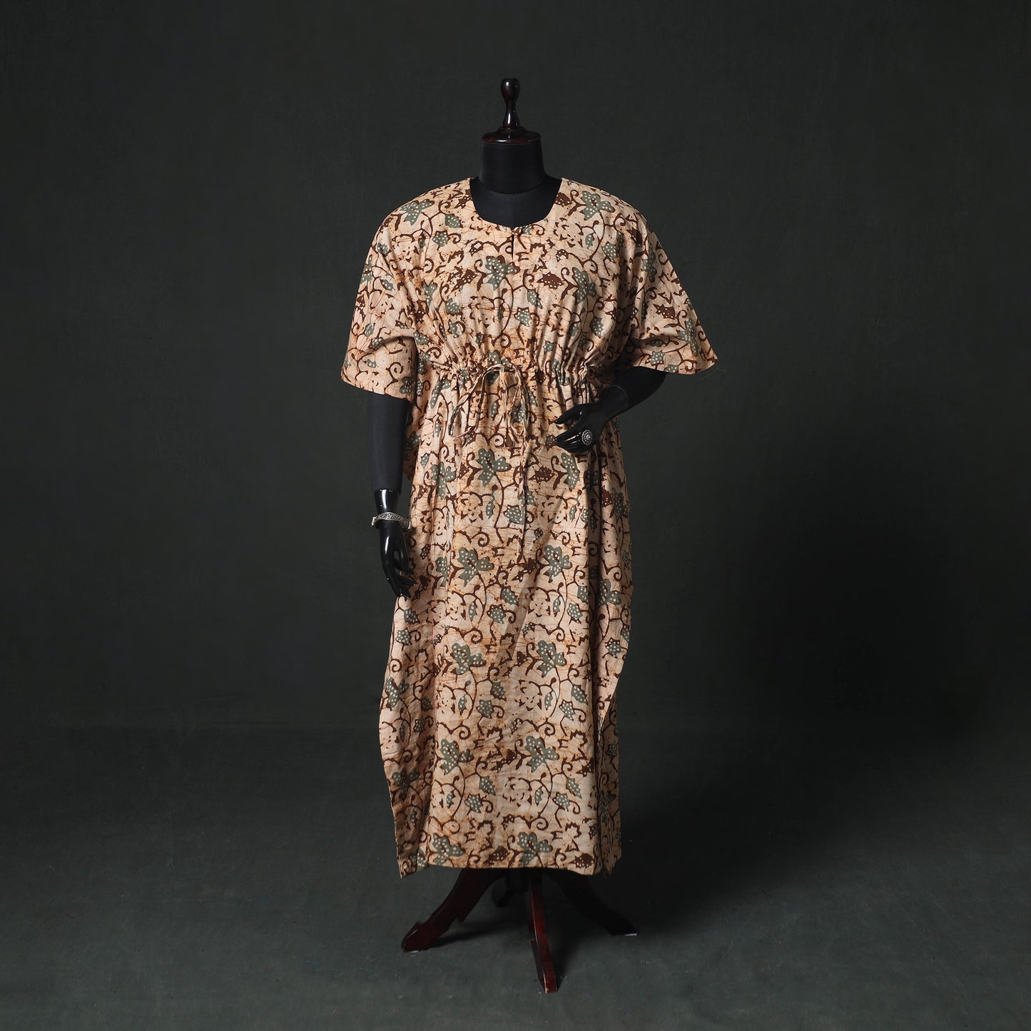 Brown - Hand Block Batik Print Cotton Kaftan (Long) 22