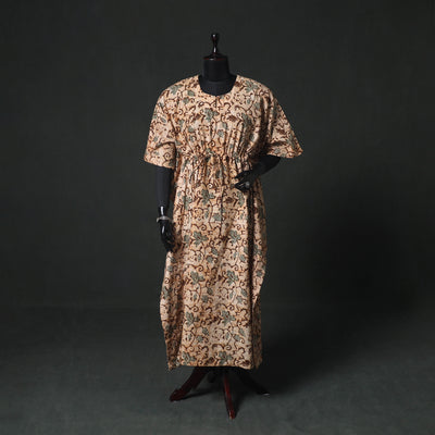 Brown - Hand Block Batik Print Cotton Kaftan (Long) 22