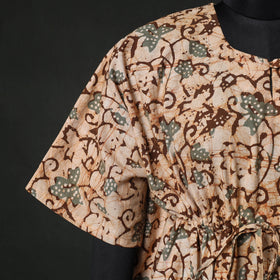 Brown - Hand Block Batik Print Cotton Kaftan (Long) 22