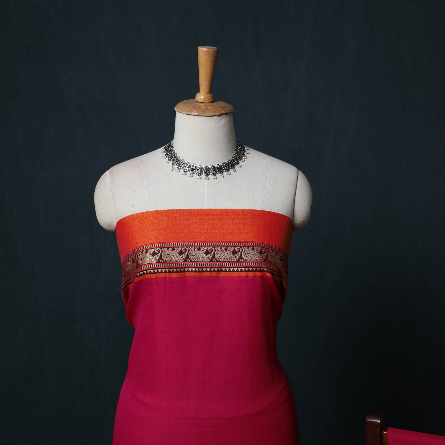 Dharwad Cotton 3pc Unstitched Dress Material Suit Set with Woven Border 06