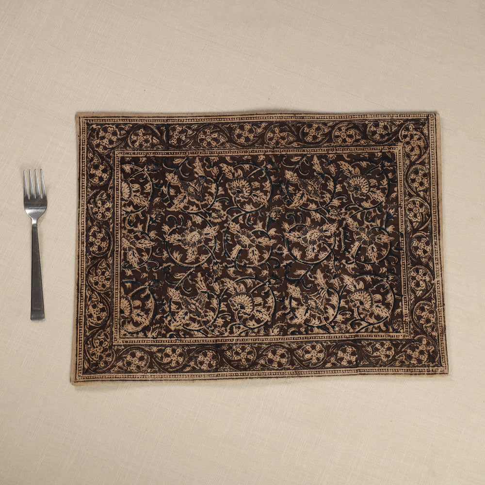 Original Pedana Kalamkari Block Printed Cotton Table Mat (18 x 13 in) 13