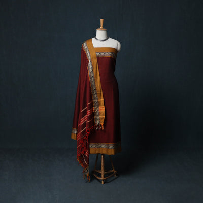 Dharwad Cotton 3pc Unstitched Dress Material Suit Set with Woven Border 07