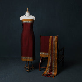 Dharwad Cotton 3pc Unstitched Dress Material Suit Set with Woven Border 07