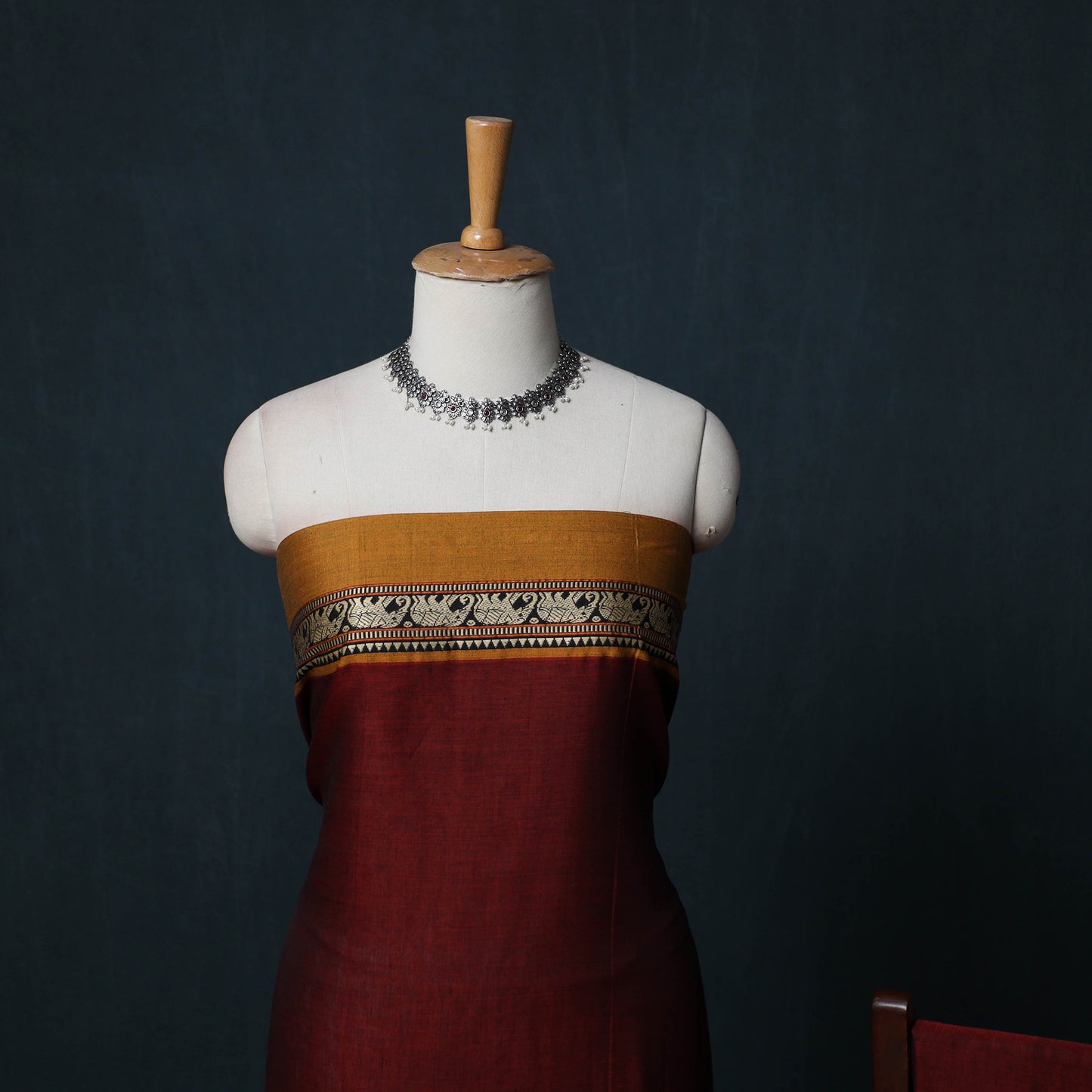 Dharwad Cotton 3pc Unstitched Dress Material Suit Set with Woven Border 07