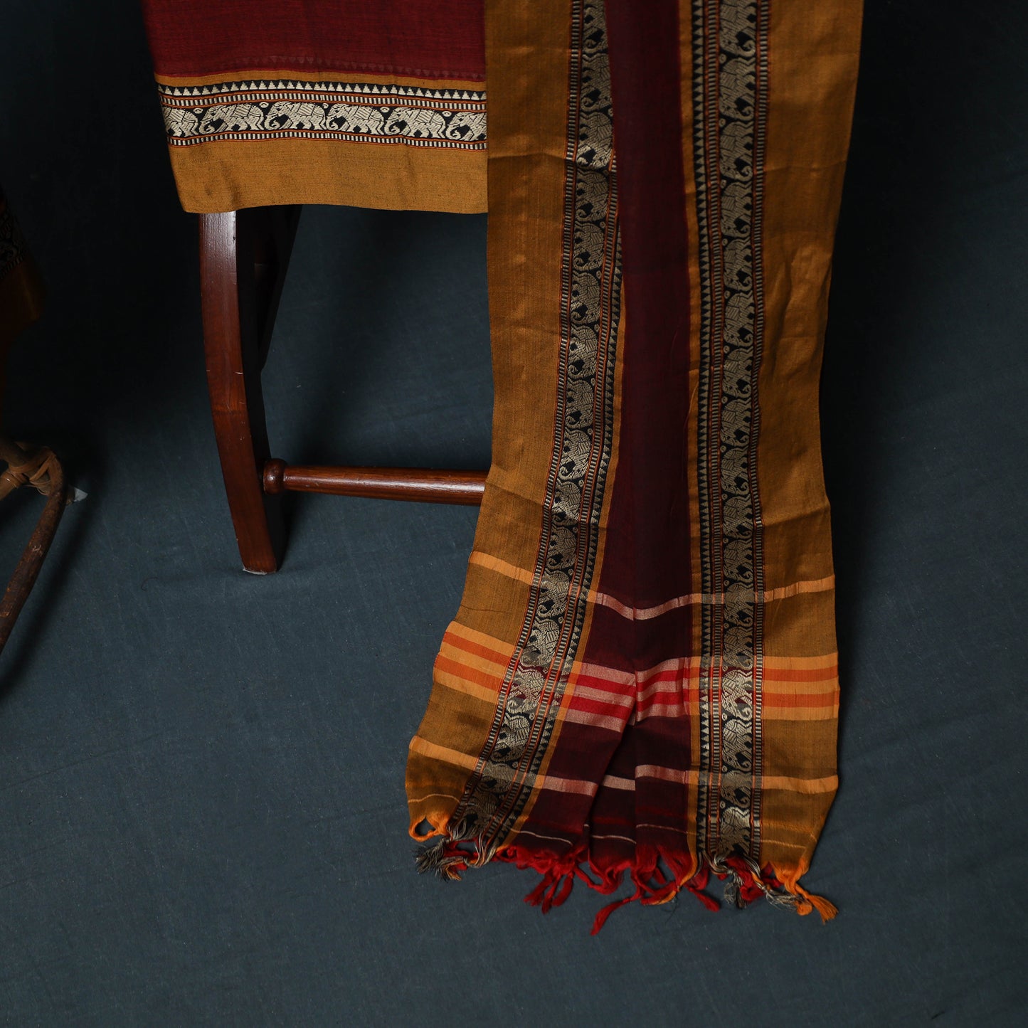 Dharwad Cotton 3pc Unstitched Dress Material Suit Set with Woven Border 07