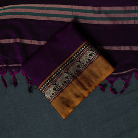 Dharwad Cotton 3pc Unstitched Dress Material Suit Set with Woven Border 08