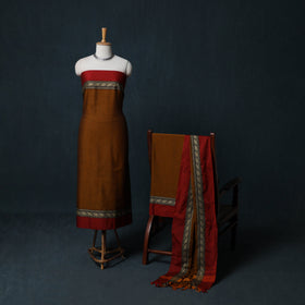 Dharwad Cotton 3pc Unstitched Dress Material Suit Set with Woven Border 09