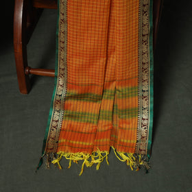Orange - Dharwad Woven Mercerised Cotton 3pc Unstitched Dress Material Suit Set 33