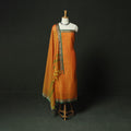 Orange - Dharwad Woven Mercerised Cotton 3pc Unstitched Dress Material Suit Set 33