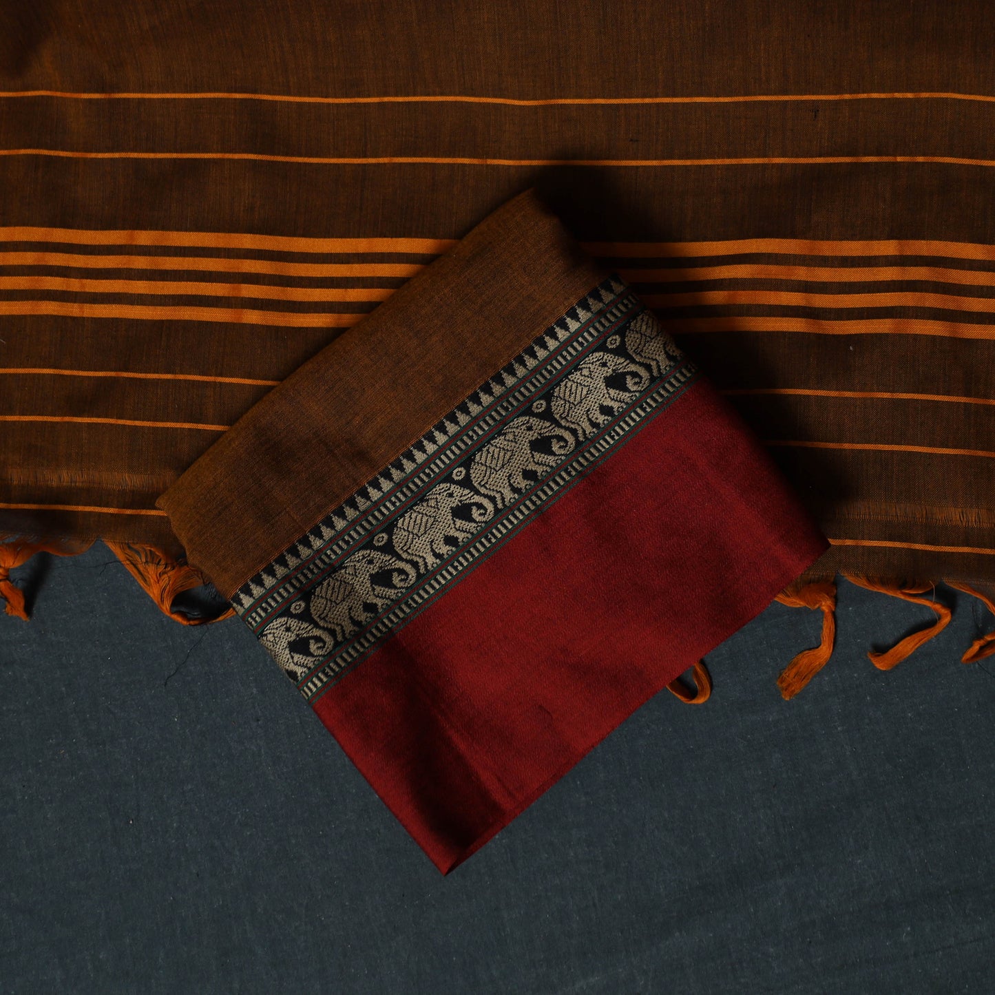 Dharwad Cotton 3pc Unstitched Dress Material Suit Set with Woven Border 09