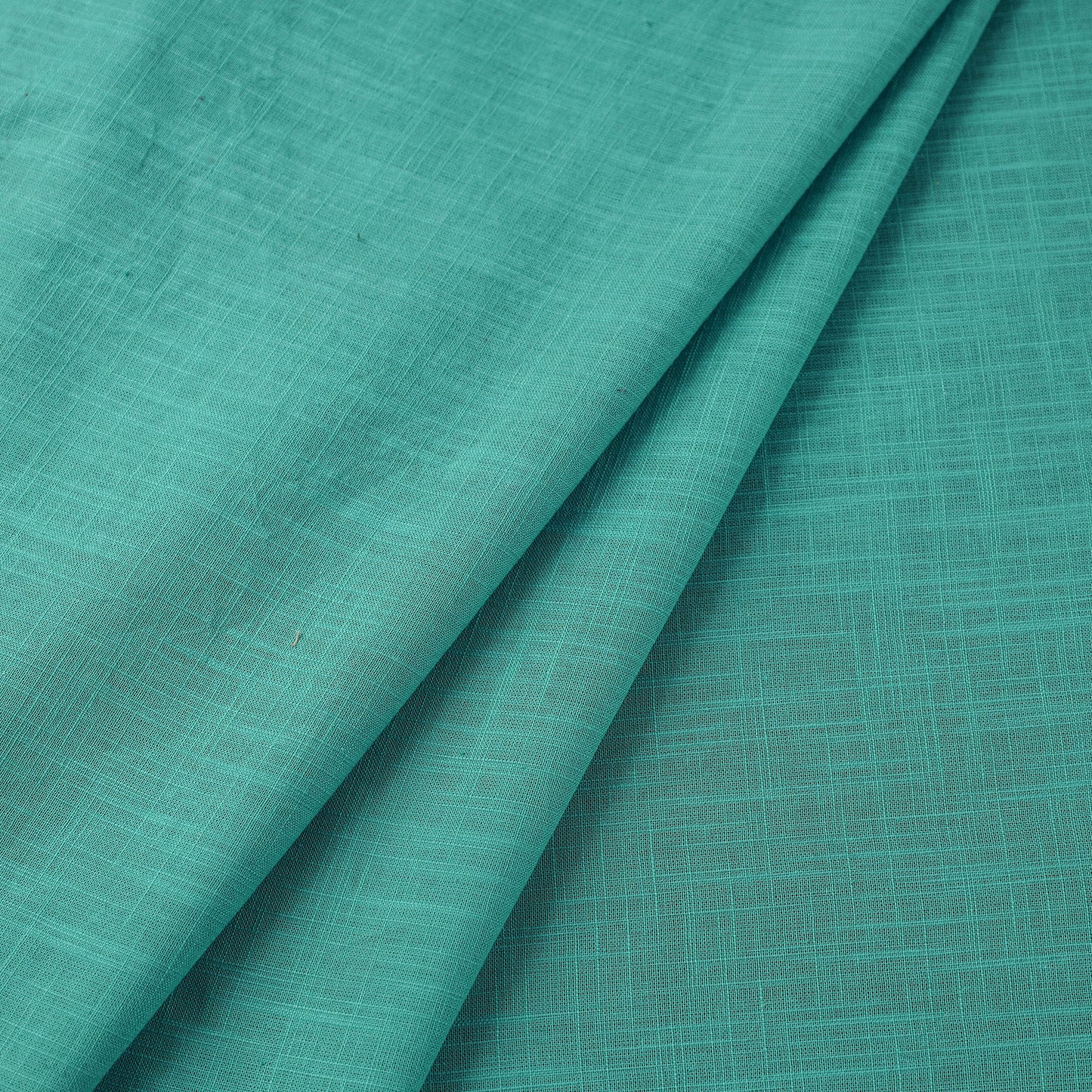 Green Prewashed Slub Cotton Plain Fabric