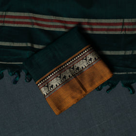 Dharwad Cotton 3pc Unstitched Dress Material Suit Set with Woven Border 10