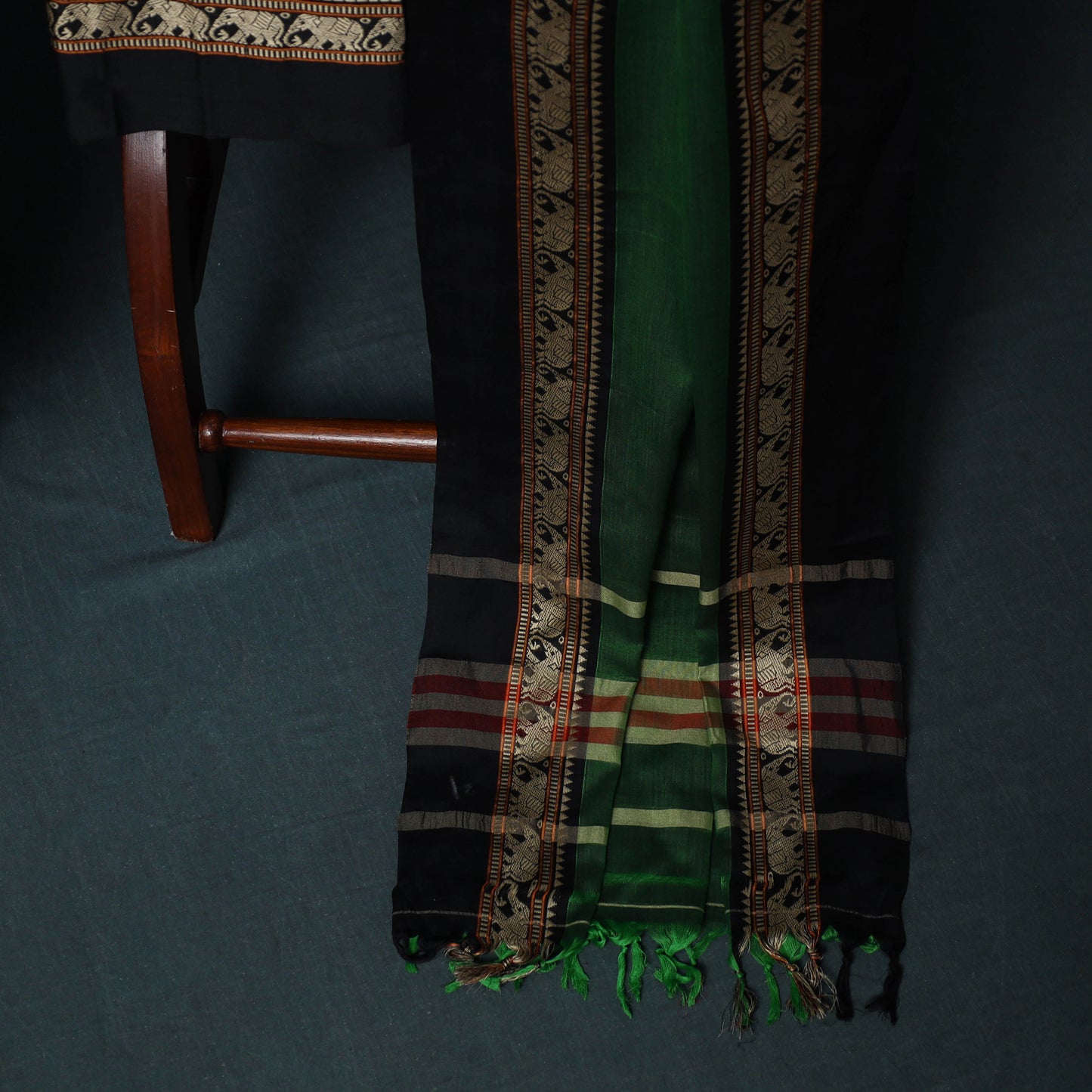 Dharwad Cotton 3pc Unstitched Dress Material Suit Set with Woven Border 11