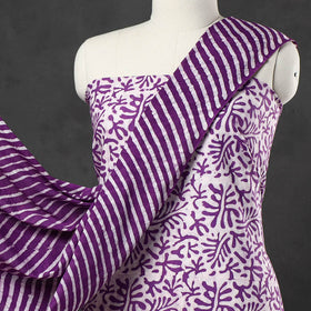 Purple - 3pc Kutch Batik Printed Cotton Suit Material Set 06