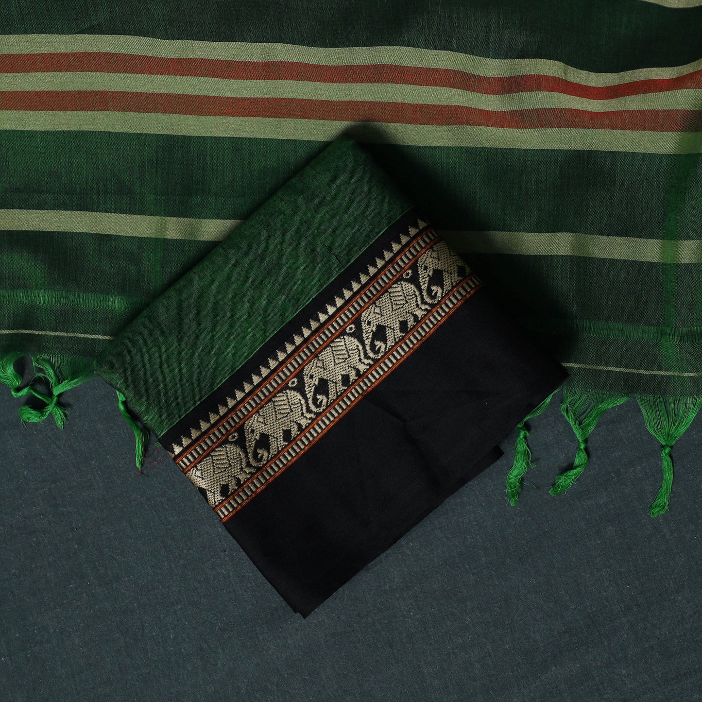 Dharwad Cotton 3pc Unstitched Dress Material Suit Set with Woven Border 11