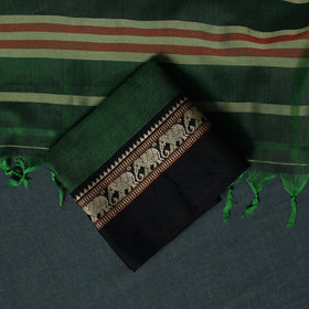 Dharwad Cotton 3pc Unstitched Dress Material Suit Set with Woven Border 11