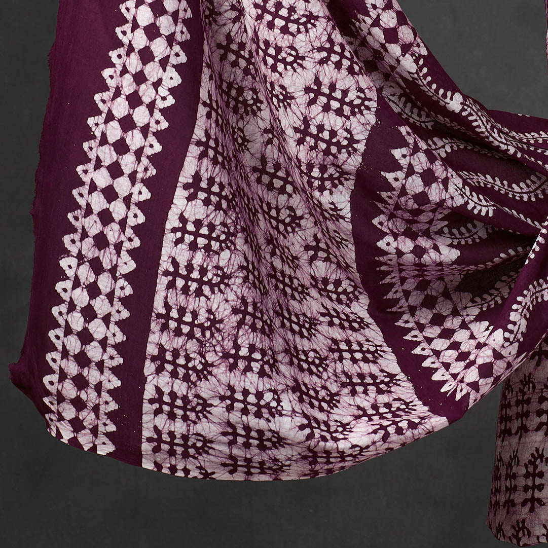 Maroon - 3pc Kutch Batik Printed Cotton Suit Material Set 09