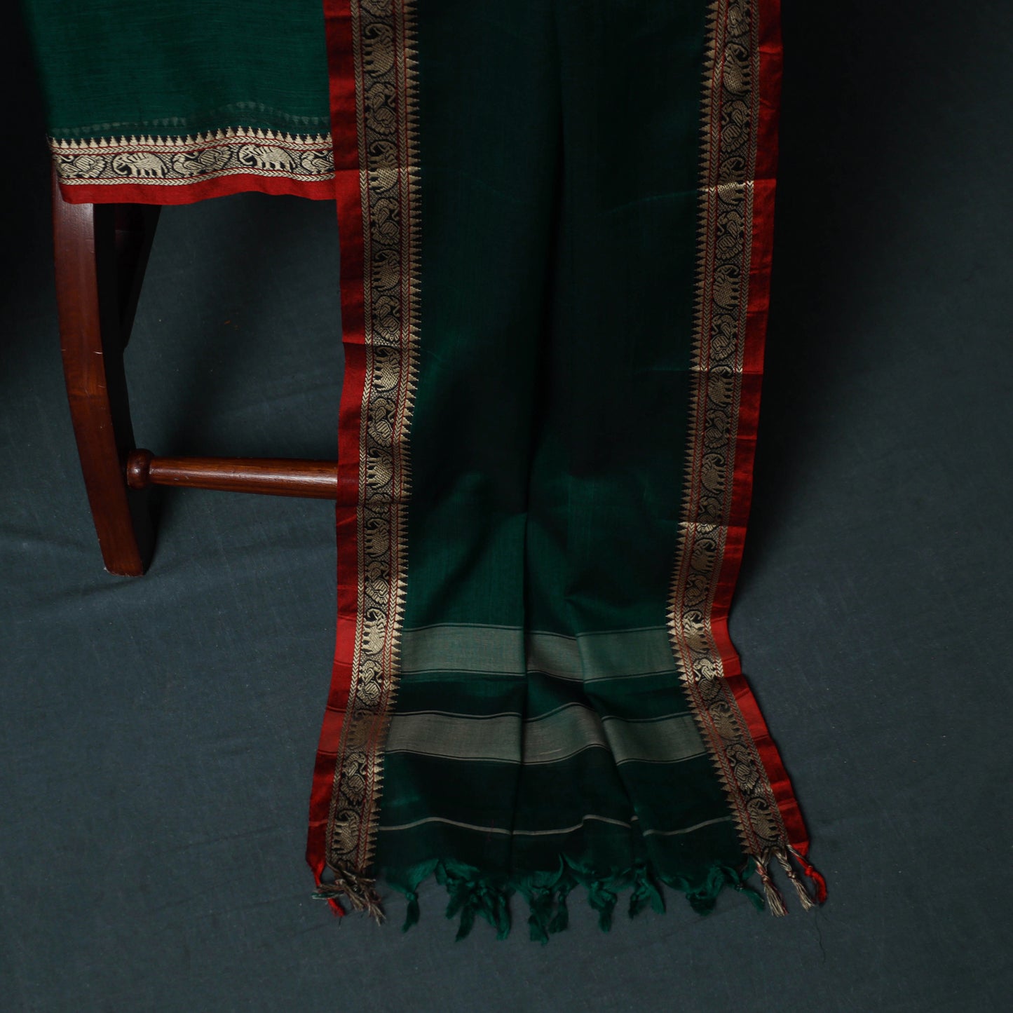 Dharwad Cotton 3pc Unstitched Dress Material Suit Set with Woven Border 12