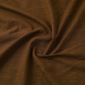 Brown Prewashed Slub Cotton Plain Fabric