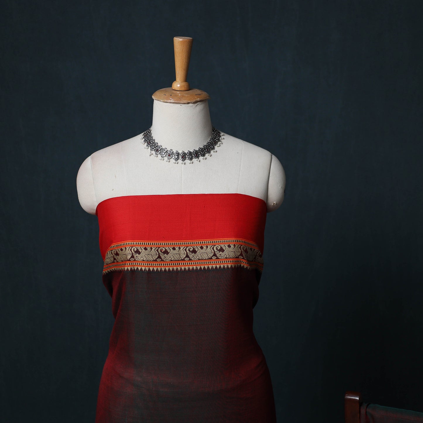 Dharwad Cotton 3pc Unstitched Dress Material Suit Set with Woven Border 13