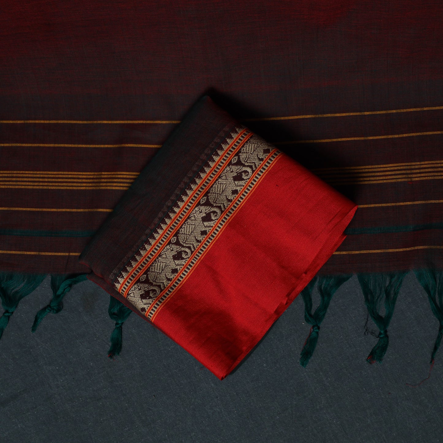 Dharwad Cotton 3pc Unstitched Dress Material Suit Set with Woven Border 13