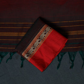 Dharwad Cotton 3pc Unstitched Dress Material Suit Set with Woven Border 13