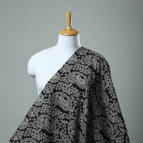 Buy Black Cotton Kalamkari Print Fabric