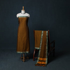 Dharwad Checks Cotton 3pc Unstitched Dress Material Suit Set with Woven Border 15