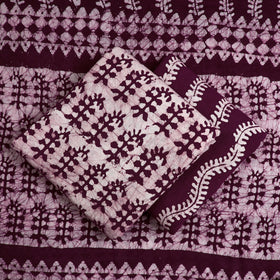Purple - 3pc Cotton Kutch Batik Print Dress Material 09