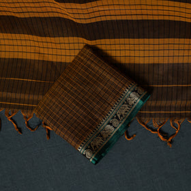 Dharwad Checks Cotton 3pc Unstitched Dress Material Suit Set with Woven Border 15