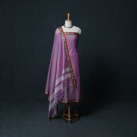 Dharwad Checks Cotton 3pc Unstitched Dress Material Suit Set with Woven Border 17