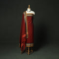 Red - Dharwad Woven Mercerised Cotton 3pc Unstitched Dress Material Suit Set 40