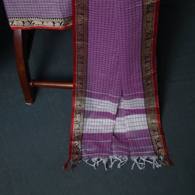 Dharwad Checks Cotton 3pc Unstitched Dress Material Suit Set with Woven Border 17