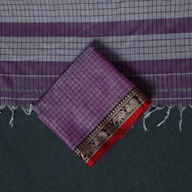 Dharwad Checks Cotton 3pc Unstitched Dress Material Suit Set with Woven Border 17
