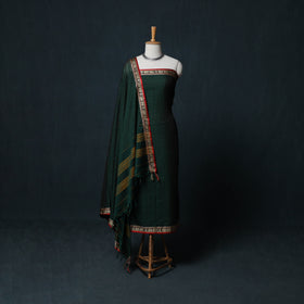 Dharwad Checks Cotton 3pc Unstitched Dress Material Suit Set with Woven Border 19