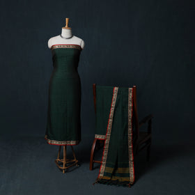 Dharwad Checks Cotton 3pc Unstitched Dress Material Suit Set with Woven Border 19