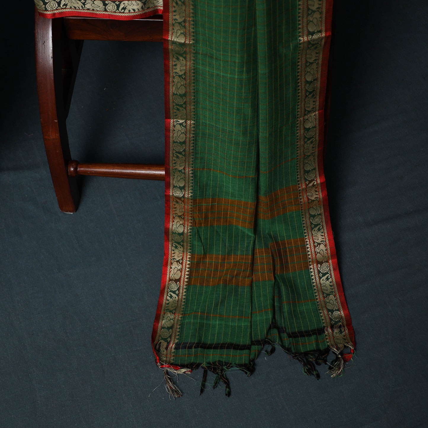 Dharwad Checks Cotton 3pc Unstitched Dress Material Suit Set with Woven Border 20