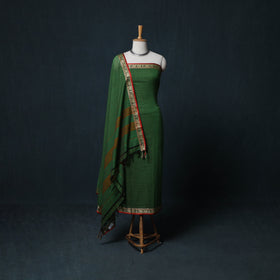 Dharwad Checks Cotton 3pc Unstitched Dress Material Suit Set with Woven Border 20