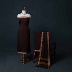 Dharwad Checks Cotton 3pc Unstitched Dress Material Suit Set with Woven Border 21
