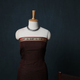 Dharwad Checks Cotton 3pc Unstitched Dress Material Suit Set with Woven Border 21