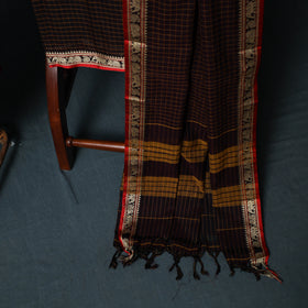 Dharwad Checks Cotton 3pc Unstitched Dress Material Suit Set with Woven Border 21