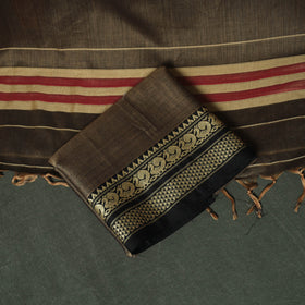 Brown - Dharwad Woven Mercerised Cotton 3pc Unstitched Dress Material Suit Set 44