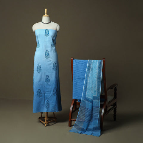 Sanganeri Hand Block Print Cotton 3pc Unstitched Dress Material 42