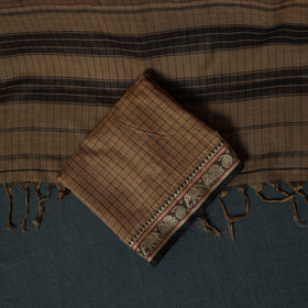 Dharwad Checks Cotton 3pc Unstitched Dress Material Suit Set with Woven Border 22