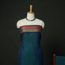Blue - Dharwad Woven Mercerised Cotton 3pc Unstitched Dress Material Suit Set 48