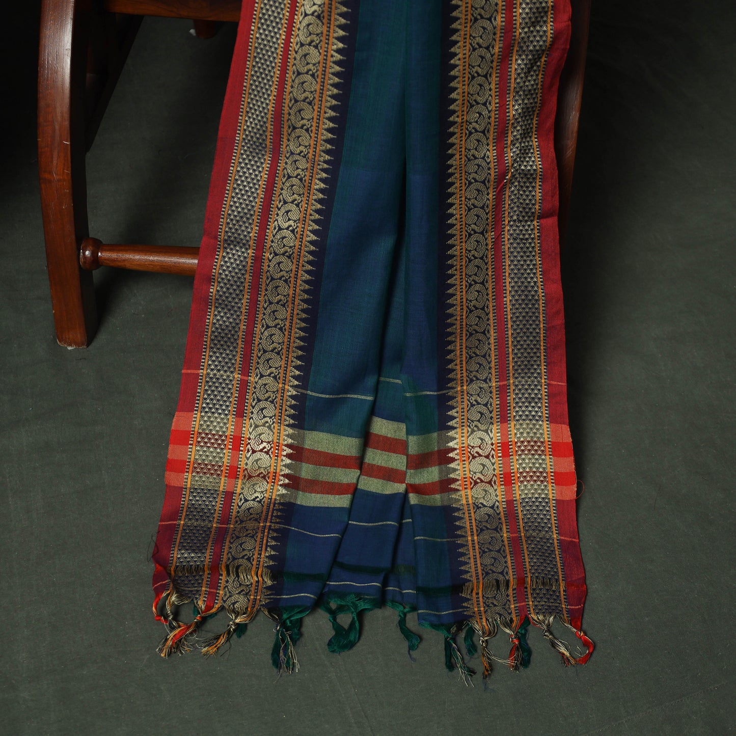 Blue - Dharwad Woven Mercerised Cotton 3pc Unstitched Dress Material Suit Set 48