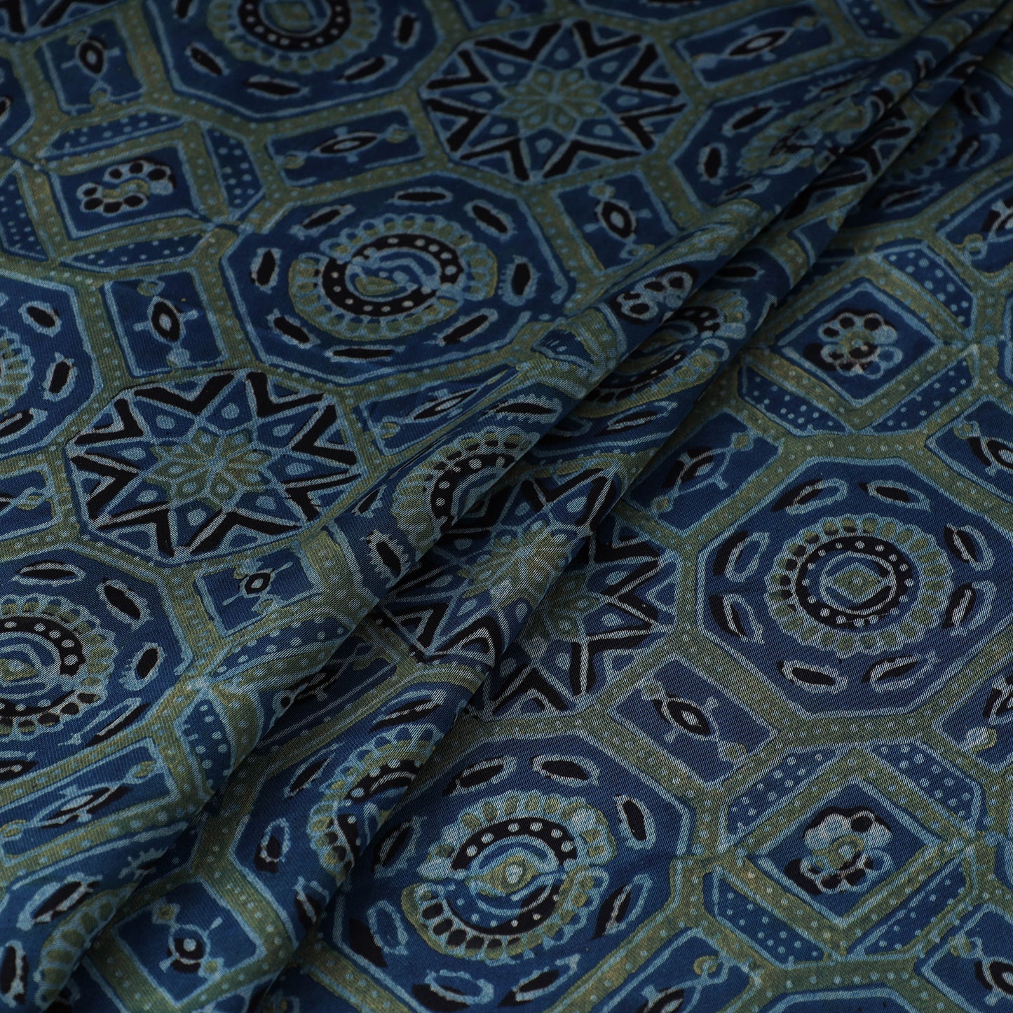 Blue - natural dyed hand modal silk fabric 10 - handcrafted