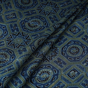 Blue - natural dyed hand modal silk fabric 10 - handcrafted