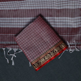 Dharwad Checks Cotton 3pc Unstitched Dress Material Suit Set with Woven Border 29