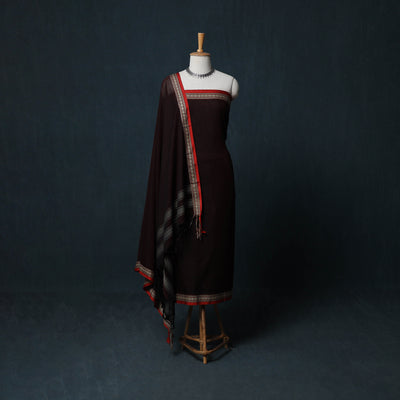 Dharwad Cotton 3pc Unstitched Dress Material Suit Set with Woven Border 30